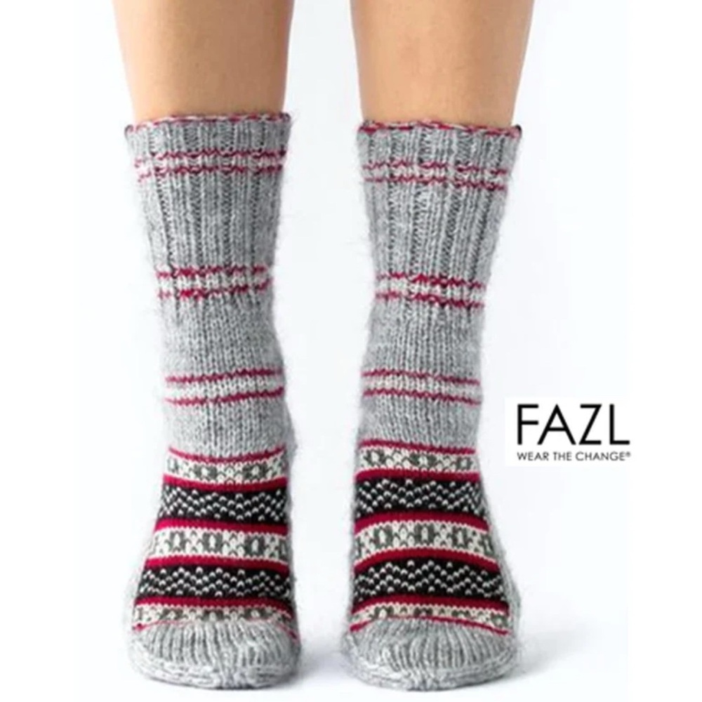 Gray and Black Wool Blend Socks